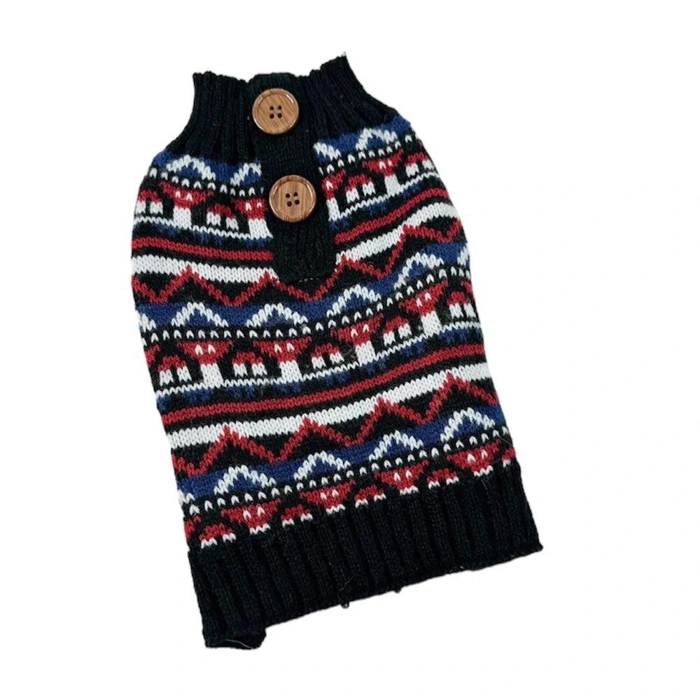 5.5x9” Small Dog Sweater Fair Isle With Buttons